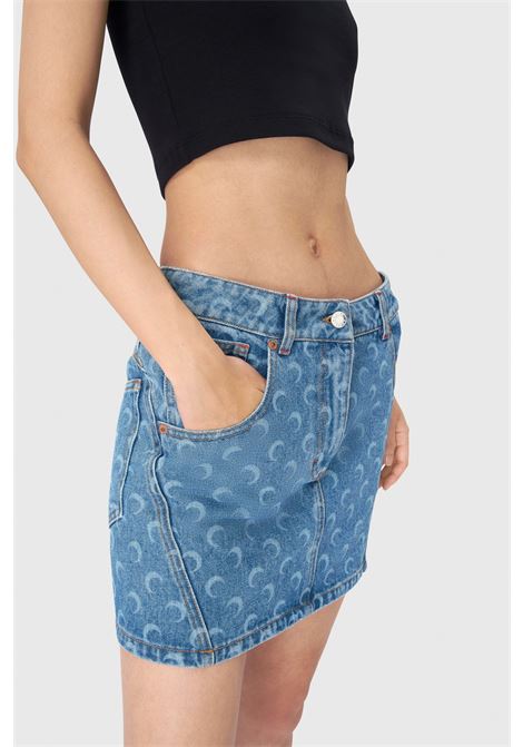 gonna mini moon laser denim donna blu MARINE SERRE | WSK057A CDEN0002BL05
